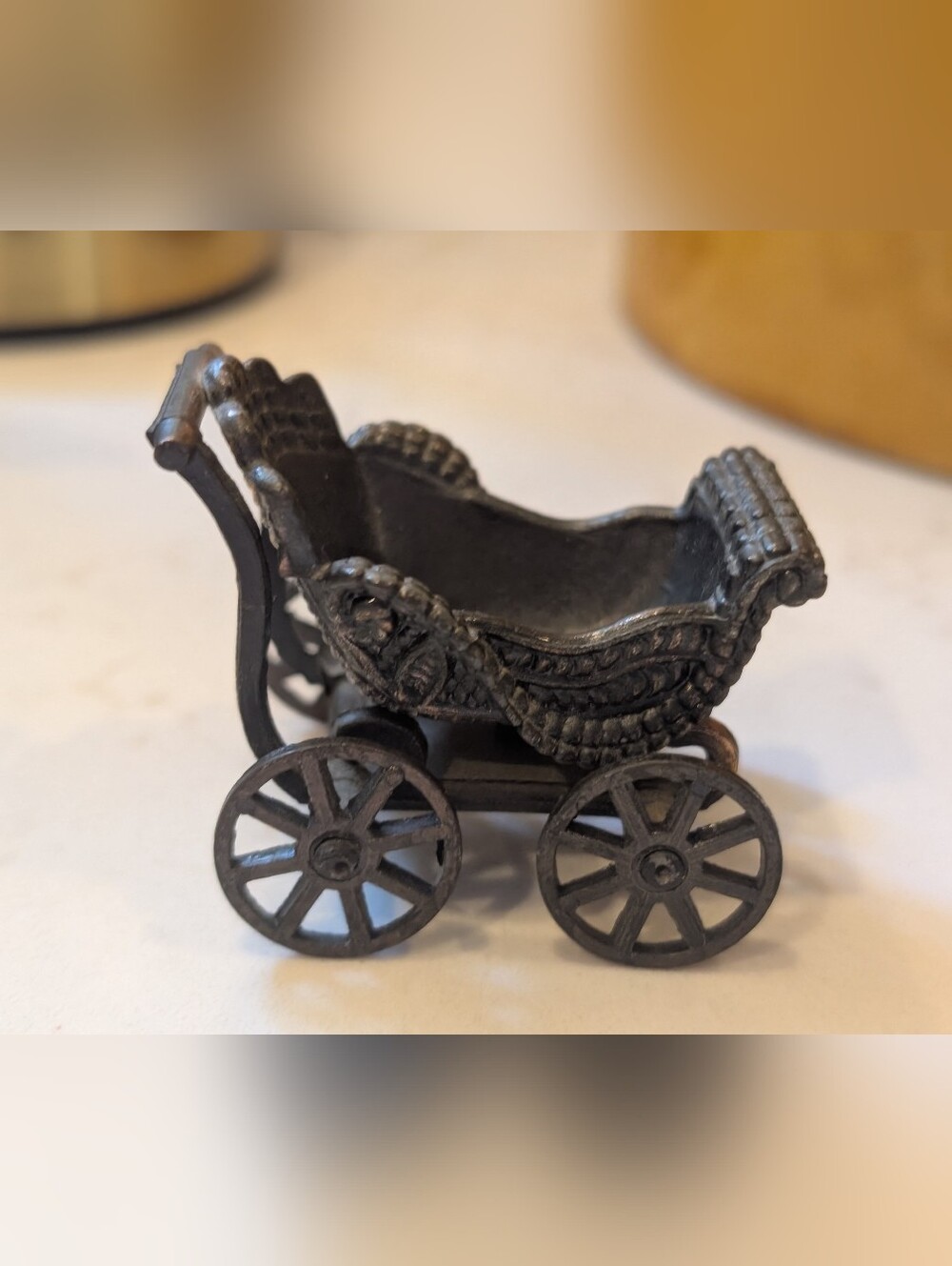 Retro Miniature Baby Buggy Pram Durham Industries Item No. 17 Cast Metal...